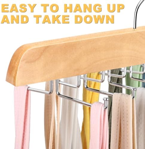 Tank Top Hanger with Premium Wood, 24 Large Capacity, Space Saving,360 Degree Rotating, Foldable Metal Hooks, Tank Tops - Image 3