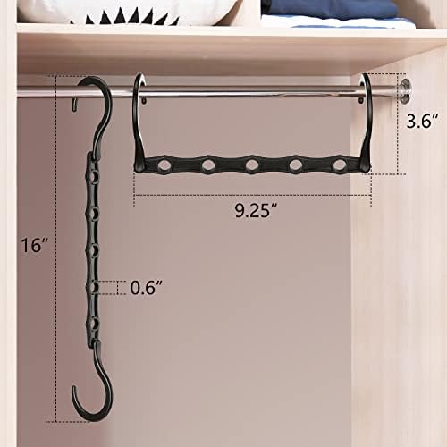 AMKUFO 6 Pack-Closet-Organizers-and-Storage, Space-Saving-Hangers Black | Magic-Hangers, Closer-Organizer-for-Closet-Organization, Space-Saver-Hanger-Organizer-for-Multipurpose, Dorm-Room-Essentials - Image 6