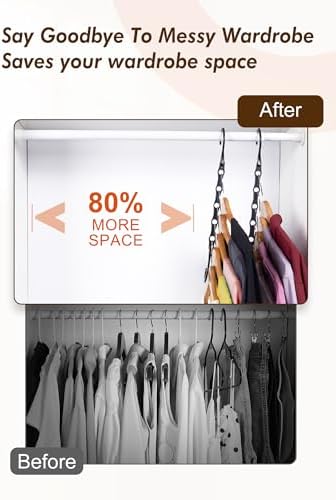 HOUSE DAY Closet Organizers and Storage 12 Pack, College Dorm Essentials | Back to School, Closet Organizers and Storage for Dorm, Apartment, Space Saving Hangers for Closet Organization - Black - Image 2