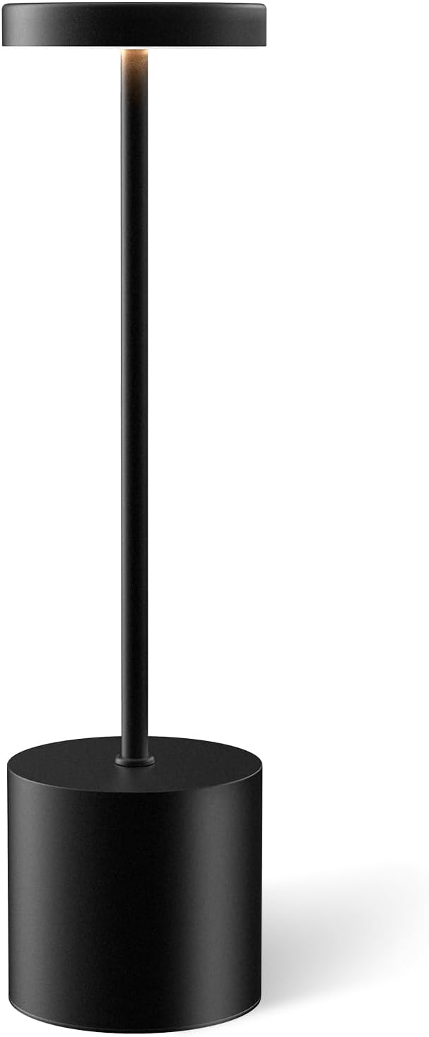 AUDLES Cordless Table Lamp, 5000mAh Rechargeable Lamp with Touch Control & Stepless Dimming, 3 Light Modes, IP54 Waterproof Portable Light for Dining Table, Patio, Bathroom, Power Outage (Black) by AUDLES