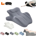 Couples Pillows 27° Position Ergonomic Contoured Support Pillow, NeckPillow, Reading Pillow Multi-Functional Memory Foam Lounger Cushion with Small Pillows Back Support for Couples(Gray,25"x22"x18") by Unknown