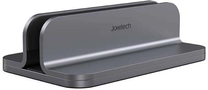 Aluminum Laptop Vertical Stand Organizer, Sturdy Laptop Computer Holder Desktop Stand Compatible with new Retina Apple MacBook Pro/Air/Neo, Mac mini & iPad Pro - Spacegrey by Jokitech