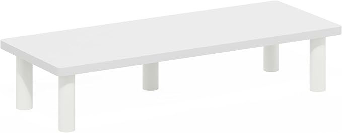 Furinno TURN-N-TUBE Monitor Stand Riser, 23.6"W Rectangle Monitor Riser, Toolless Laptop Stand for Desk, Office Desk Accessories, Desk Organizers and Accessories, For Study Room, Dorm, Plain White by Furinno-FitsYourSpaceFitsYourBudget