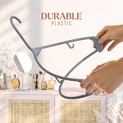 Plastic Hangers 20 Pack Grey - Clothes Hangers - Makes The Perfect Coat Hanger and General Space Saving Hangers for Closet and New Apartment Essentials - Percheros Ganchos para Colgar Ropa Hangars - Image 4