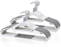Tonswachic Pack of 30 Clothes Hangers, Space Saving Plastic Hangers, Non-Slip, 0.2 Inches Slim, 360° Swivel Silver Hook for Shirts, Pants & Wet/Dry Garments, White and Dark Gray by TonswachicHangersSpaceSaver