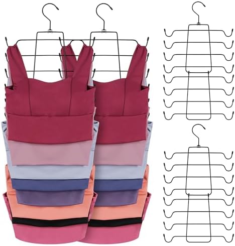 ZEDODIER 6 Pack Tank Top Hanger, Bra Organizer for Closet, Space Saving | 96 Hooks Total, Sturdy Metal, 360° Rotating, Foldable Design, Hanging Closet Organizers and Storage for Apartments and Dorms by ZEDODIER
