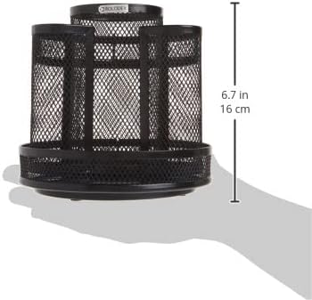 Rolodex Desk Organizer, Rotating Office Supply Caddy, Mesh Black (6.5" x 6.5" x 6.25") - Spinning Pencil Holder, Teacher Essentials - Image 2