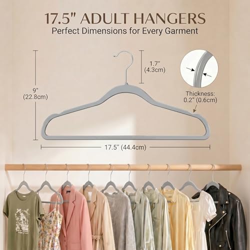 SMARTOR Plastic Hangers 50 Pack, Thin Hangers with 360° Swivel Hook | Non-Velvet Hanger Heavy Duty Clothes Holders for Closet - Durable Adult Hanger, Space Saving Hangars - Gray - Image 6