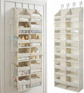 HOMELUX THEORY Over the Door Organizer, 6-Tier XL, 100D Fabric, Ivory | Extra wide over the door organizer, 65 lb capacity, 12 side mesh pockets, heavy-duty 100D fabric, bedroom & nursery storage by HomeluxTheory
