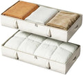 Vailando Side-Supported Under Bed Storage Containers, 6 Inches Tall 60L Underbed Storage Bins with Sturdy Handles and Sidewalls, Closet Organizer for Clothes, Blankets, Seasonal Items, Beige, 2-Pack | Underbed Storage Bin with Sturdy Handles and Sidewa... by Vailando