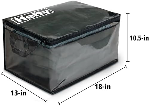 Hefty Large Flexible Tote with Breathable Mesh, Double Zipper, 2 Handles – Ideal for Moving or Clothes & Apparel Storage, Alternative to Plastic Bin, Organizer or Container – 4 Pack - Image 5