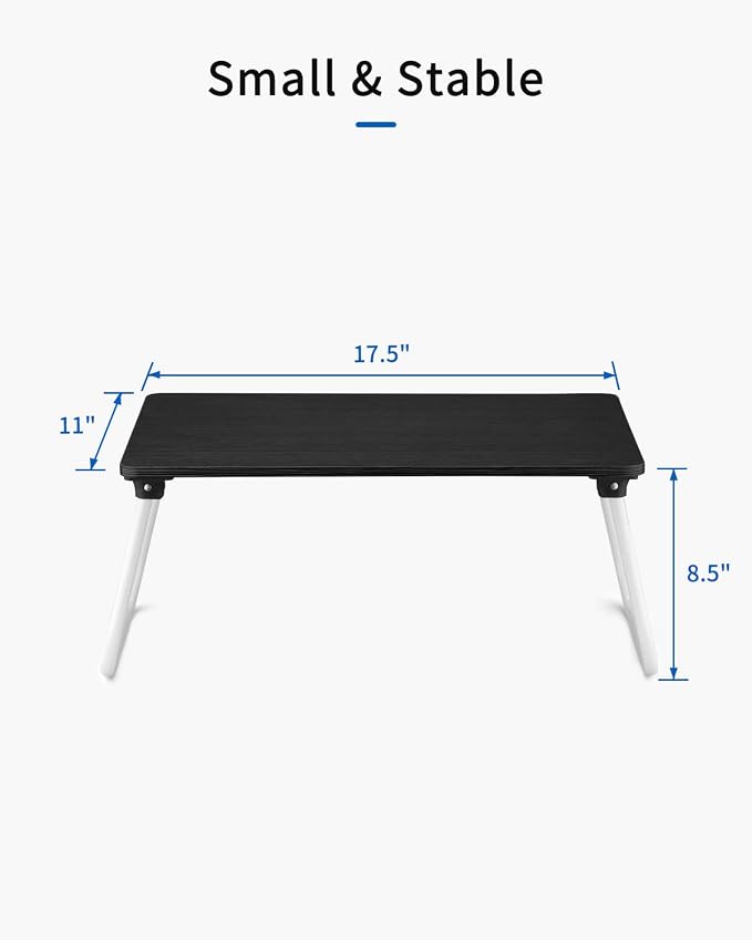 Ruxury Folding Lap Desk Laptop Stand Bed Desk Table Tray, Breakfast Serving Tray, Portable & Lightweight Mini Table for Sofa Couch Floor - Black - Image 8