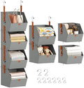 Homsorout Hanging Closet Organizer 4 Tier - Clothes Hanging Shelves, Space-Saving Closet System, Fabric Storage Bins Bedroom Organization, Collapsible Baskets for Home, Dorm, Rv, Grey by Homsorout