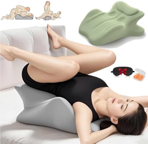 Memory Foam Ergonomic Wedge Pillow, Prone Pillow for Sleeping, Reading Pillow for Bed, Ergonomic Support for Back Pain, Acid Reflux & Sitting Up,Green by iuscacey