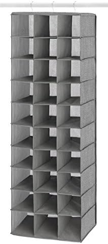 Whitmor 30 Sections Hanging Clothes Closet Shoe Organizer, Space Saving Breathable Fabric Shoe Storage for Bedroom, Laundry, Dorm, Crosshatch Gray - Image 3