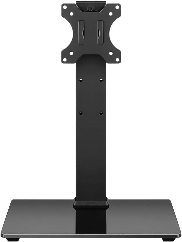 WKWKER Universal TV Stand for 13-32inch LED LCD Table Top Television Stand with 45 Degree Height Adjustable Swivel TV Stand Mount with Tempered Glass Base Max VESA 100x100mm by WKWKER