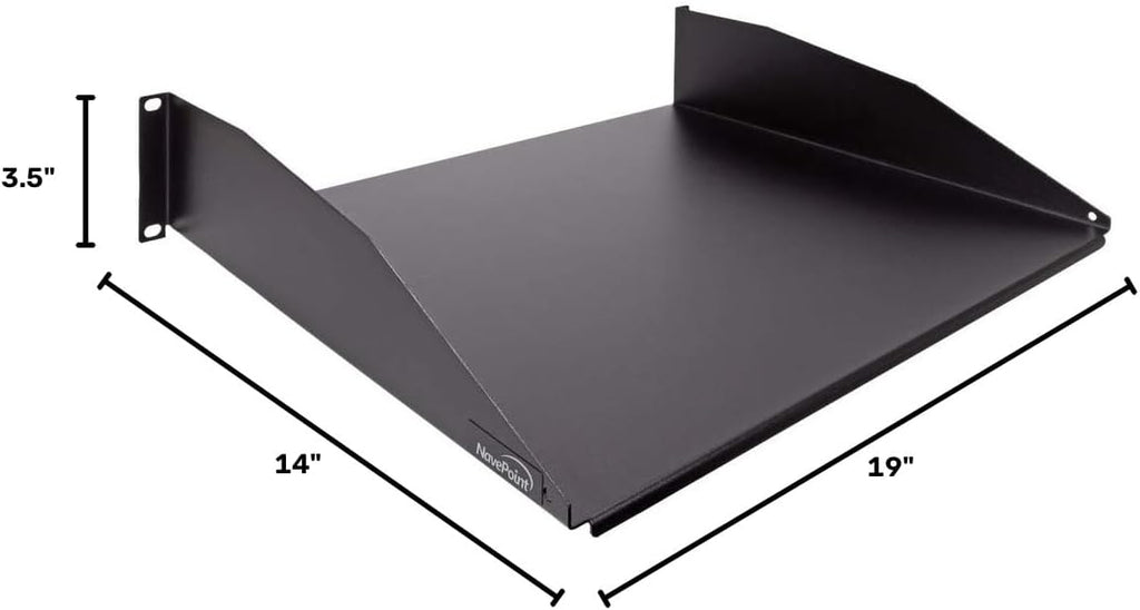 NavePoint 2U 19-Inch Rack Mount Cantilever Server Cabinet Shelf with Lip 14-Inches Deep Black - Image 2