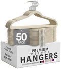 Utopia Home Velvet Hangers 50 Pack - Non-Slip Suit Hangers with 360 Degree Rotatable Hook - for Pants, Coats, Shirts & More (Ivory) | Luxury Non-Slip Slim Pant & Coat Hangers | Strong Space-Saving Clothes Hangers | 360° Swivel Hook by UTOPIAHOME