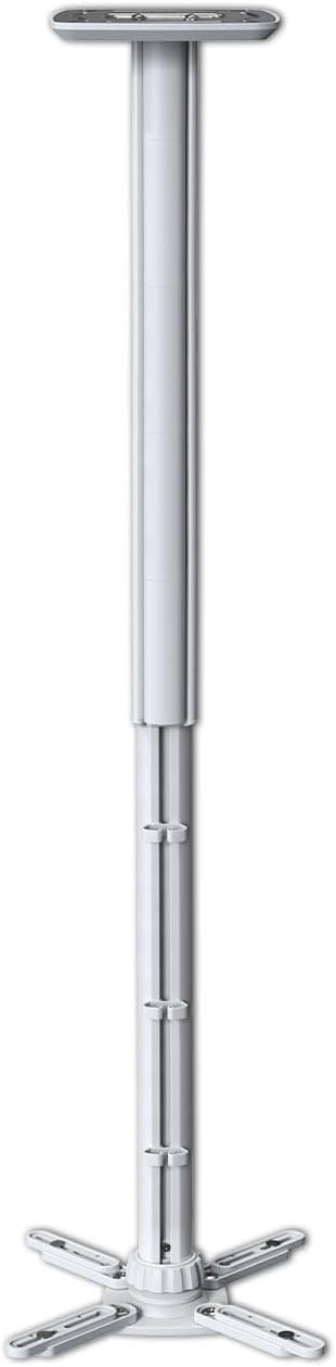Jomard Projector Ceiling Mount, Heavy Duty Aluminum, Adjustable Height 22"-40.78", 360° Swivel 15° Tilt, Holds 15 Lbs, White by Jomard