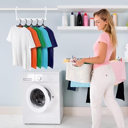 24 Pack Hangers Space Saving Magic Plastic Hanger Organizer White | Shirt Space Saving Hangers, Multi Clothes Hangers Space Saver for Closet Organizers Storage College Dorm Room Essentials - Image 2