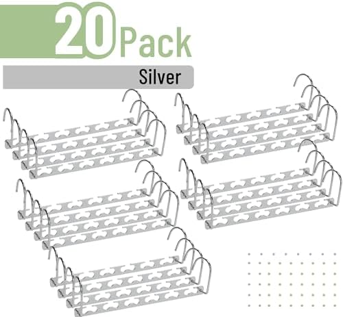 Mr. Pen- Metal Space Saving Hangers for Clothes, 20 Pack, 6 Slots | 360° Rotating Hooks, Metal Hangers, Wardrobe Organizer, Magic Cascading Hanger, Closet Space Saver - Image 2