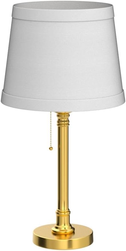 19.5” Brass Gold Small Table Lamps Set of 2 for Living Room Bedroom | Pull Chain Switch Bedside Table Lamps, White Linen Shade, Small Desk Lamp for Living Room, Bedroom, Home Office, Nursery - Image 3