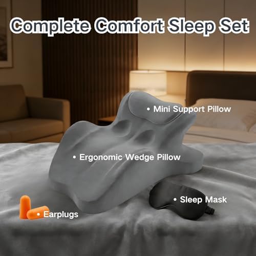 Couples Pillow, 27° Ergonomic Memory Foam Wedge Pillow – Multi-Position Back & Lumbar Support For Sleeping, Reading & Relaxing(Black) - Image 2