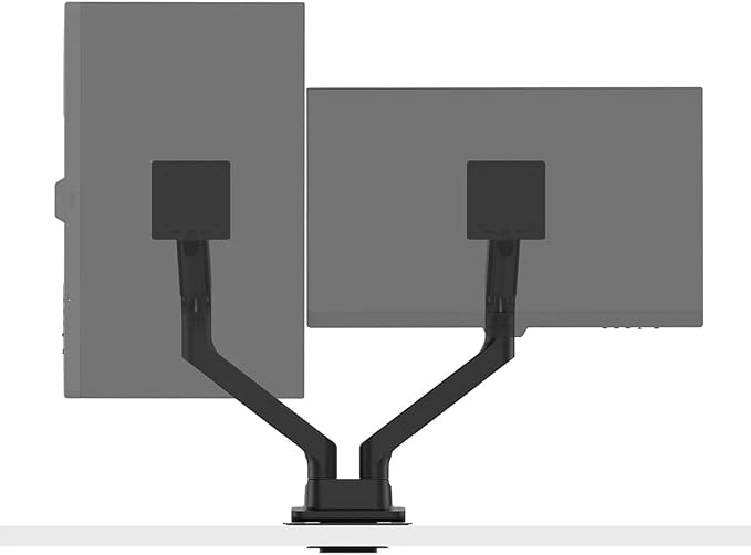 BenQ ErgoArm BDH01 Dual Monitor Arm for 2 Screens Up to 35'' & 44lbs. Black | VESA 75×75, 100×100. Fits desk 12–45mm thick. Heavy duty. Reinforcement plate desktop protect. Top mounting - clamp & grommet by BenQ