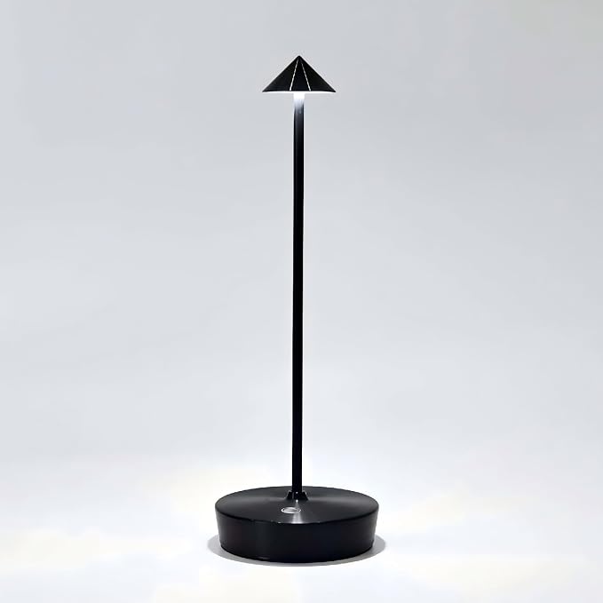 Cordless Rechargeable Led Table Lamp Battery Operated Light Black | 6000mAh Touch 3 Color Dimming Portable Metal Outdoor Waterproof Light for Patio/Restaurant/Dining/Home by Tpczqj