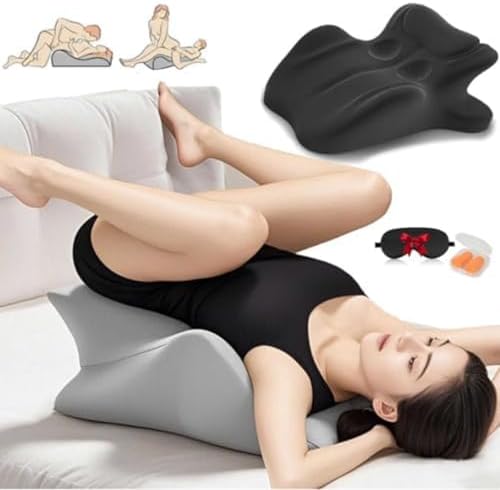 Memory Foam Ergonomic Wedge Pillow, Prone Pillow for Sleeping, Reading Pillow for Bed, Ergonomic Support for Back Pain, Acid Reflux & Sitting Up,Black by iuscacey