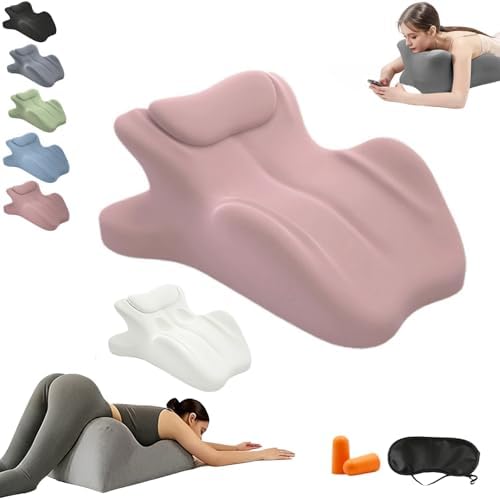 Memory Foam Couples Pillow, Reading Pillow for Bed, NeckPillow, 27° Lift Ergonomic Cushion for Intimacy Waterproof Posture Support Cushion for Sleeping Reading Relax(Pink,25"x22"x18") by Unknown