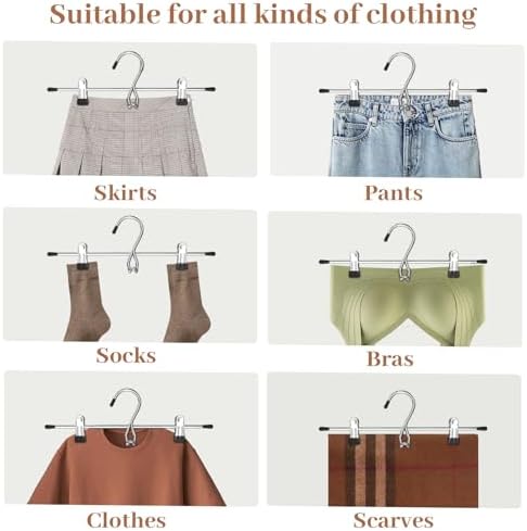 Pants Hangers Space Saving,Stackable Skirt Hangers with Clips, Hanging Closet Organizer and Storage,Clothes Hangers, College Dorm Essentials Apartment Essentials- 24 Pack - Image 6