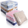 Clear Zippered Plastic Clothes Storage Bags, 6 Pack, White | Clear Storage Bags with Zipper Plastic Storage Bags for Clothes Sweaters Blankets Sheets, Size: 12 x 12 x 4 Inch by Heonay