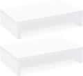 TEAMIX White Monitor Stand Riser, 2 Pack Wood | Dual Stand for 2 monitors. Holds 80 lbs, Stack or Separate Adjustable Use, Fits laptop, TV, PC. For Home Office, Gaming by TEAMIX