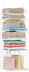 X-cosrack Closet Hanging Organizer and Storage - 5 Tier Hanging Shelves, Wire Closet Shelf Organizer Basket with Adjustable Dividers for Home Clothing Sweaters Shoes Handbags by X-cosrack