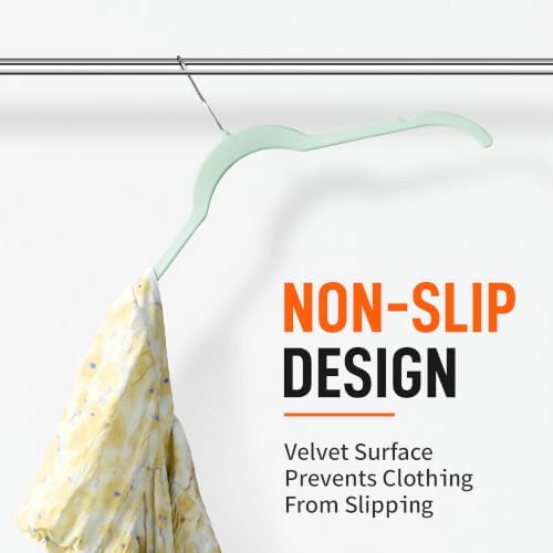 Sishynio Velvet Hangers 30 Pack, Non-Slip Slim Felt Clothes Hangers Green | Space-Saving Closet Organization; Flocked Surface; 360° Swivel Hooks; For Shirts, Coats, Dresses, Blouses - Image 5