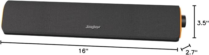 SOULION Bluetooth Computer Speakers for Desktop Monitor PC USB Powered | USB Powered & 3.5mm, Colorful LED Lights, Switch Button Clear & Rich Sound, Breathable Cloth,Surround Soundbar - Image 8