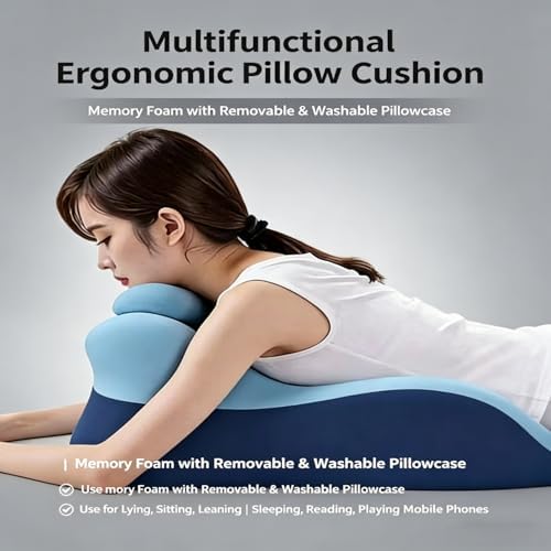 Ergonomic Memory Foam Wedge Pillow for Couples – Intimacy Pillow, Prone Pillow for Sleeping, Breathable Positioning Support for Back Pain Relief, Reading & Massage – Removable Cover (Grey) - Image 7