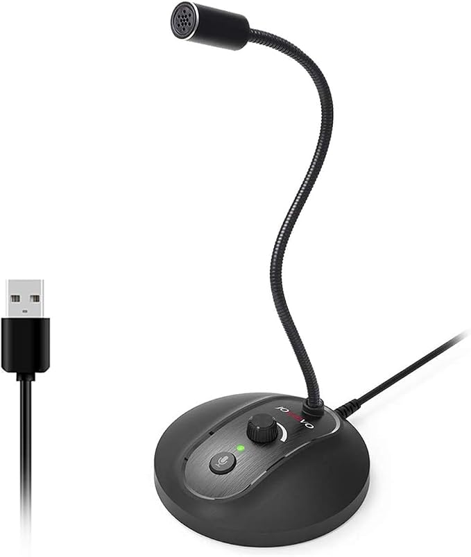 USB Computer Microphone with Mute Button, Plug&Play Condenser, Desktop, PC, Laptop, Mac, PS4 Mic -360 Gooseneck Design -Recording, Dictation, YouTube, Gaming, Streaming by JOUNIVO