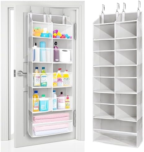 ULG Over the Door Organizer, 5-Tier Extra Large Hanging Storage with 10 Mesh Pockets, 100 lbs Capacity, Heavy Duty Door Organizer for Closet, Bedroom, Nursery Light Grey by ULG