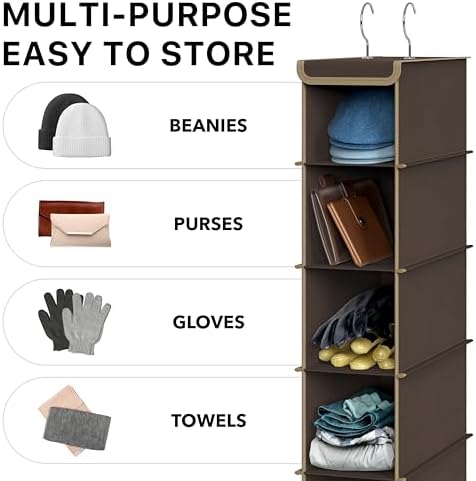 Simple Houseware 10 Shelves Closet Hanging Shoe Organizer, Brown | Dual Metal Hooks, Holds Up to 20 lbs, for Narrow Space - Image 7