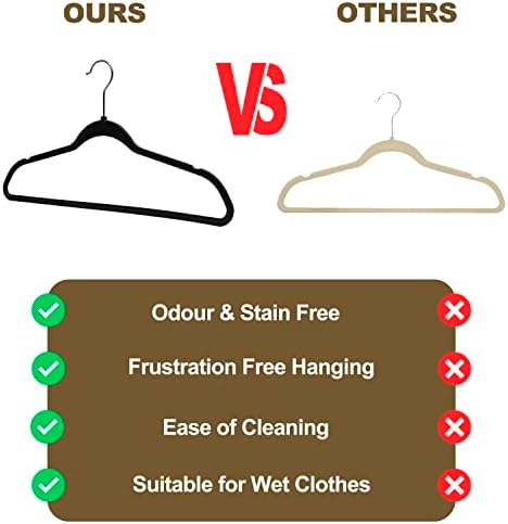 Quality Hangers 20 Pack Plastic Hangers for Clothes - Slim Non-Velvet Hangers with 360° Swivel Chrome Hook & Non Slip Notches - Ideal for Dresses Coats Shirts Jackets & More - Black - Image 6