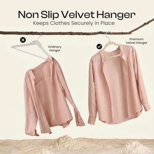 Utopia Home Velvet Hangers, 20 Pack, Ivory | Luxury Non-Slip Slim Pant & Coat Hangers | Strong Space-Saving Clothes Hangers | 360° Swivel Hook - Image 6