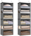 SONGMICS Widened Hanging Closet Organizer, 6-Tier, Separable，2 Pack | Foldable,Fabric Storage Shelf with 4 Side Pockets, Metal Hooks and Bamboo Inserts, Dove Gray, TINA Collection URCH008G01 by Unknown