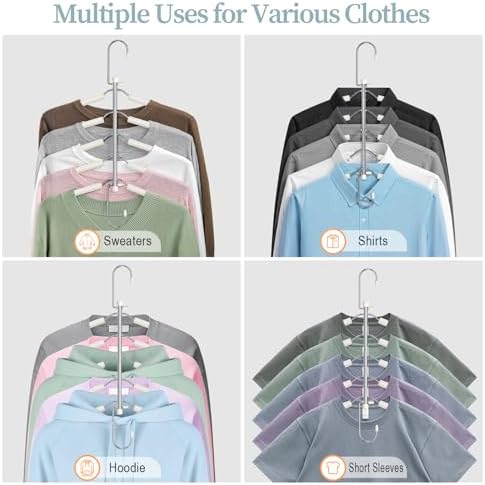 Space Saving Shirt Hanger 5 in 1 Non Slip Coat Hanger Beige 4 Pack | Multi Shirt Hanger, Stainless Steel, Eva Foam Padded, 2 Ways to Hang, Easy Access, Wrinkle Free, Closet Space Saver - Image 5