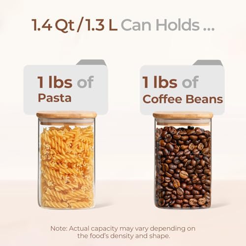 ComSaf Glass Storage Containers with Lids 1.4 Qt, Set of 3 Glass Food Jars - Image 3