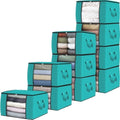 Fab totes 10 Pack Storage Bags for Clothes Blanket Storage Bins with Lids | Foldable Closet Organizers with Zippers,Window and Handles,Fabric Storage Bins for Sweater,Comforter,Bedding,Dorm essentials by Fabtotes