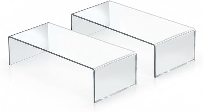 Azar Displays 515338-2PK Acrylic Laptop Stand, Computer Riser for Desk, Monitor Stand, Closet Organizer for Clothes & Shoes, Cabinet Display for Accessories and Décor 15"x7.75 x 4.5 (2-Pack) by AzarDisplays