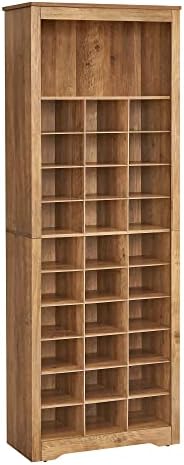 VASAGLE Tall Shoe Storage Cabinet, 10‑Tier, Holds Up to 30 Pairs of Shoes | Vertical Wood Rack, 24.8 x 13.2 x 75.6 inch, for Entryway, Honey Brown, Helan Collection ULBS273T41 by Unknown