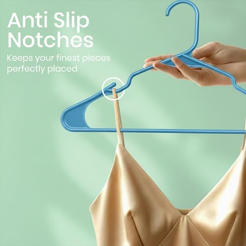 Utopia Home Plastic Hangers 50 Pack – Space Saving Clothes Hanger Blue | Durable & strong | Closet organizer & storage | Ideal for apartments, dorms & stocking stuffers - Image 3